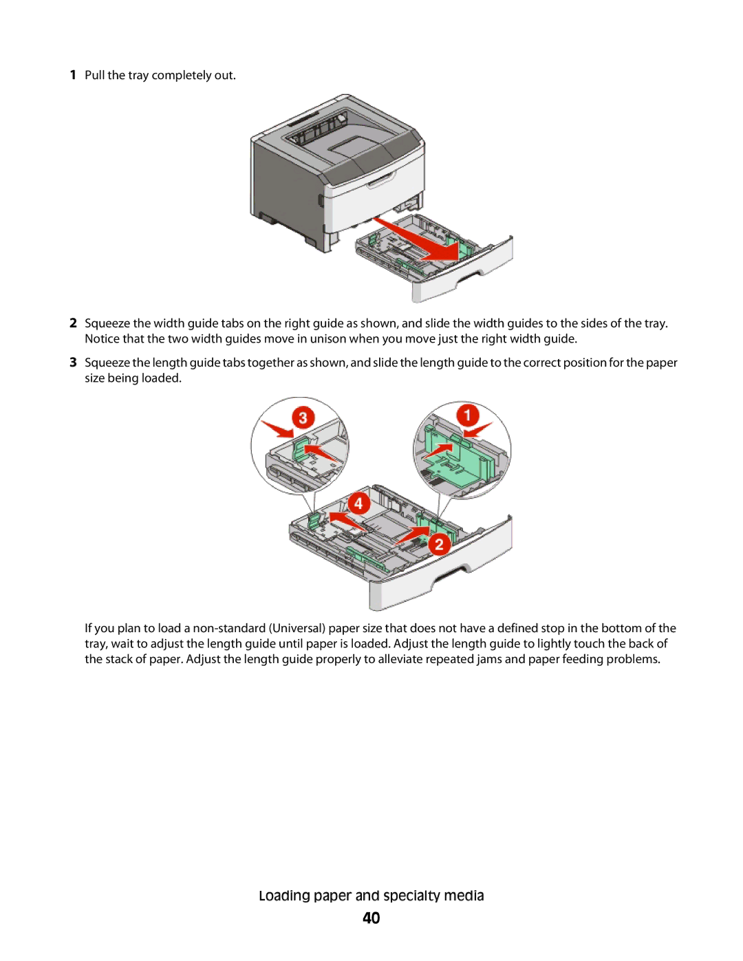 Lexmark E460dw manual Loading paper and specialty media 