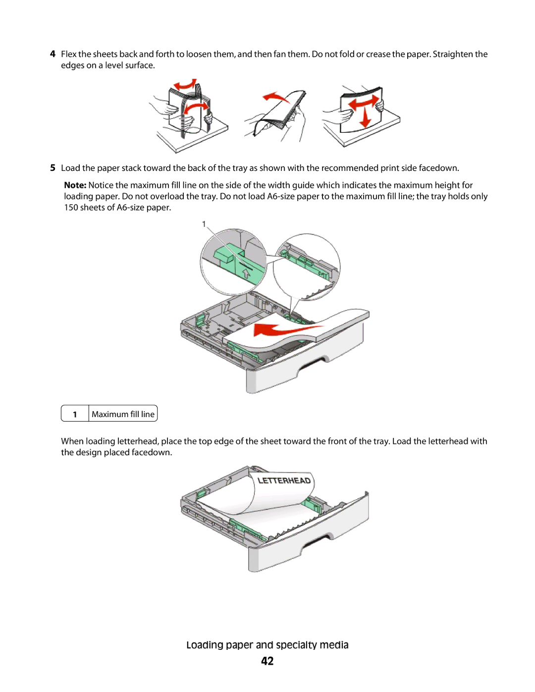 Lexmark E460dw manual Maximum fill line 