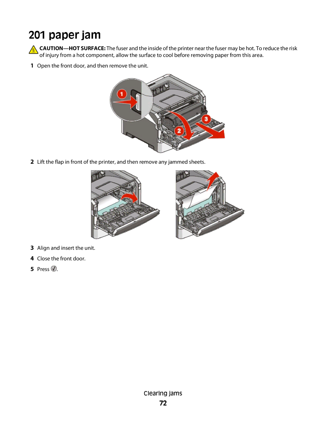 Lexmark E460dw manual Paper jam 