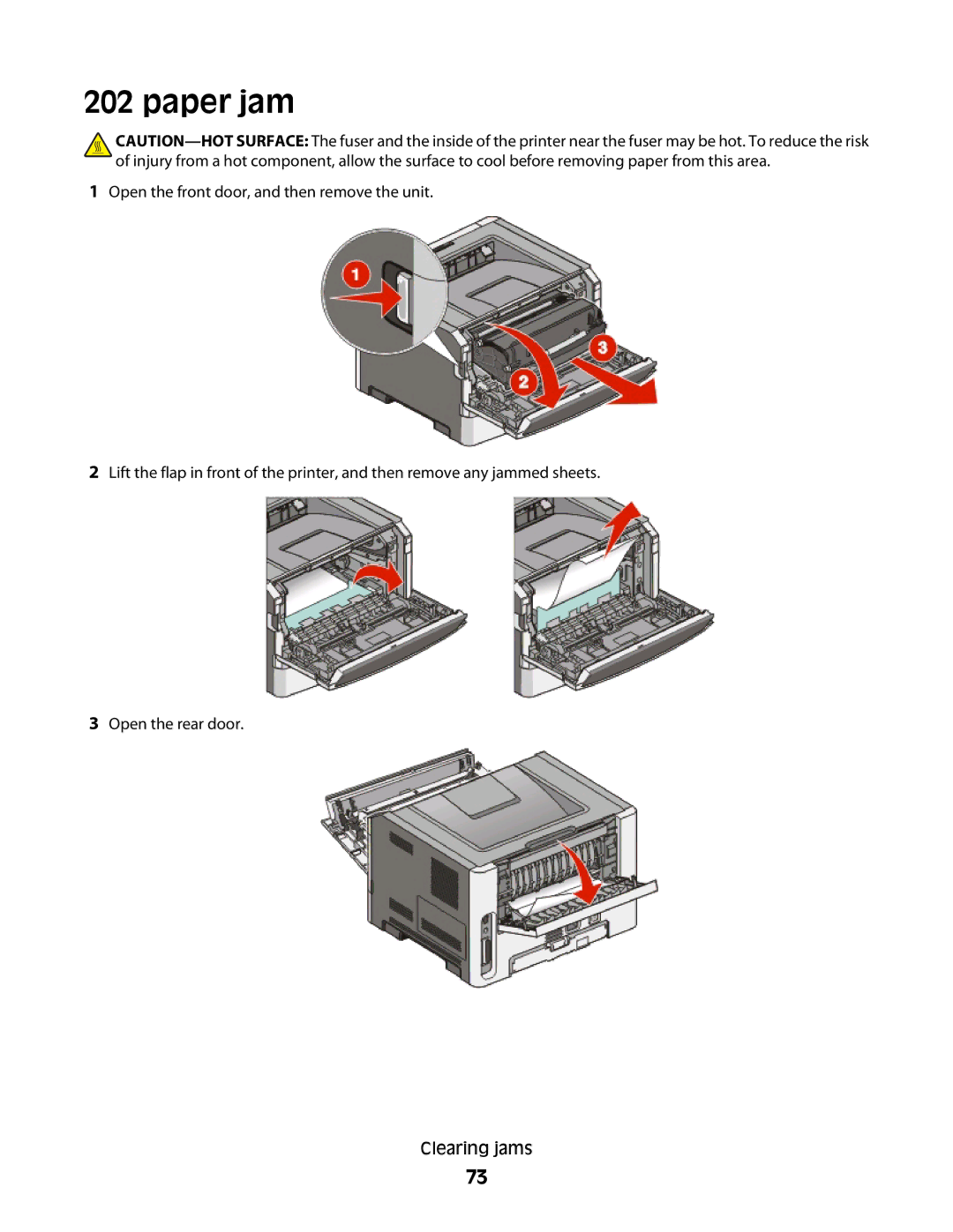 Lexmark E460dw manual Paper jam 