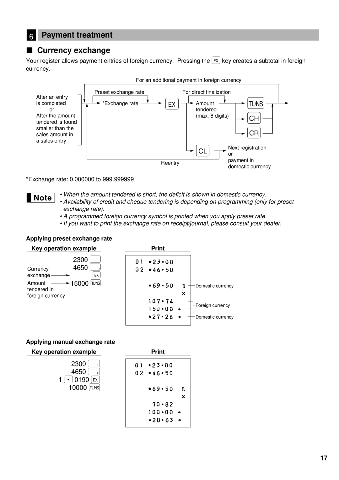 Lexmark ER-A180, ER-A160 instruction manual Payment treatment Currency exchange, 2300 ¯ 4650 ˘ 0190 e 10000 É 