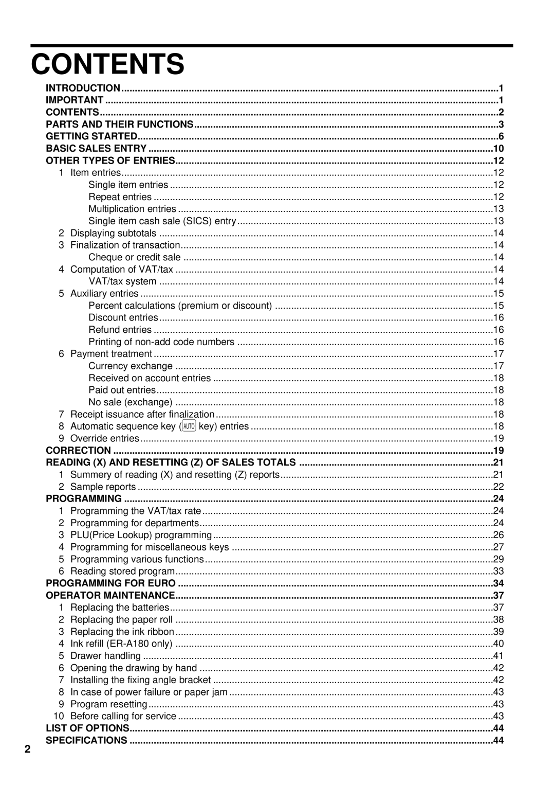 Lexmark ER-A160, ER-A180 instruction manual Contents 