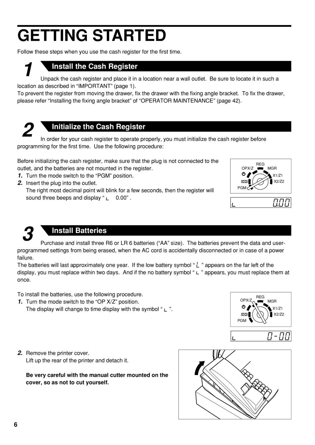 Lexmark ER-A160, ER-A180 instruction manual Getting Started, Install the Cash Register 