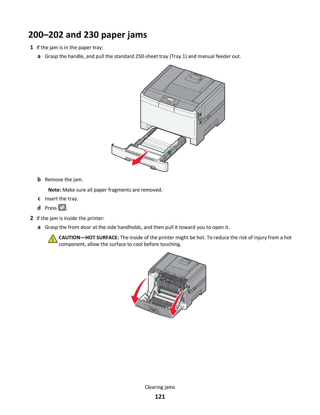 Lexmark gd1, gd2, dn1, dn2, 43W, 439, 430, 544dn, 544n, 5025, 26C0104, 26C0000, 26C0050, xd2, 26C0106, 26B0000, 26C0006 paper jams, 121 