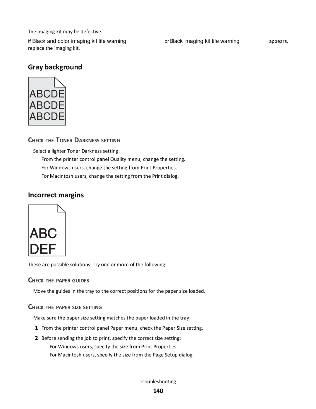 Lexmark 26C0520, gd2, gd1, dn1, dn2, 43W, 439, 430, 544dn, 544n, 5025, 26C0104, 26C0000, xd2 Gray background, Incorrect margins, 140 