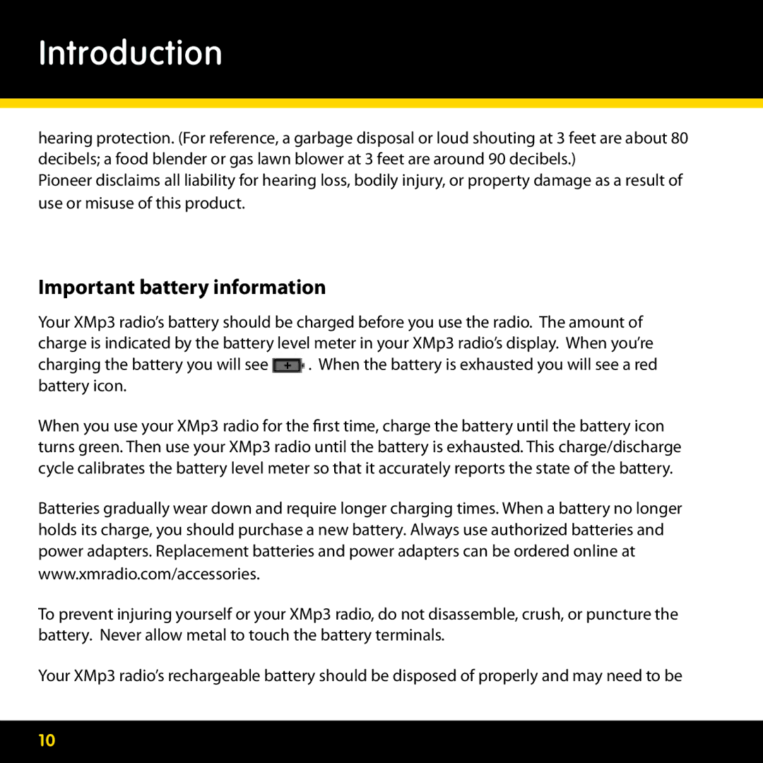 Lexmark GEX-XMP3 manual Important battery information 