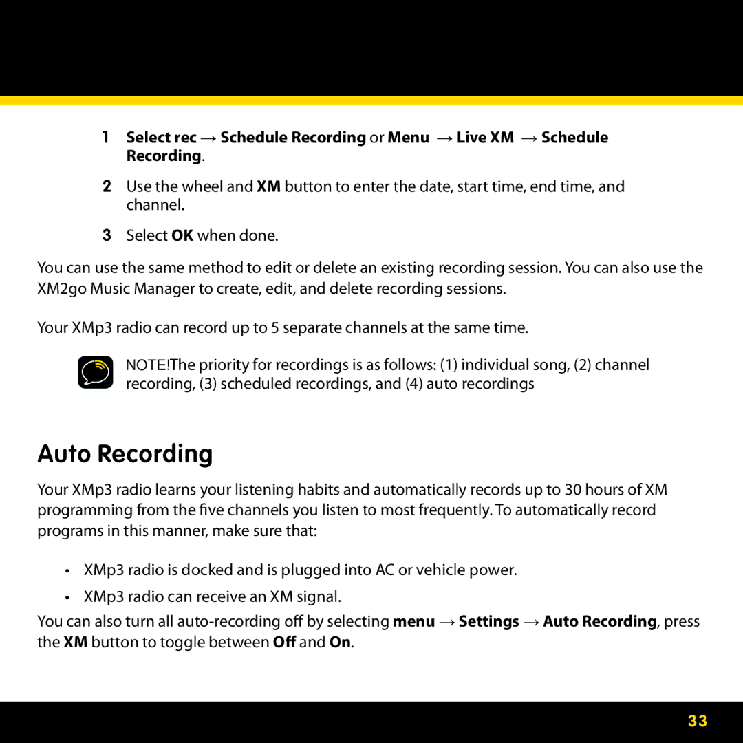 Lexmark GEX-XMP3 manual Auto Recording 