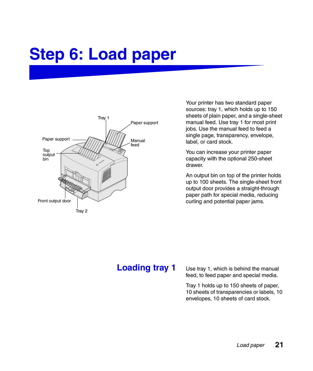 Lexmark Infoprint 1116 setup guide Load paper, Loading tray 