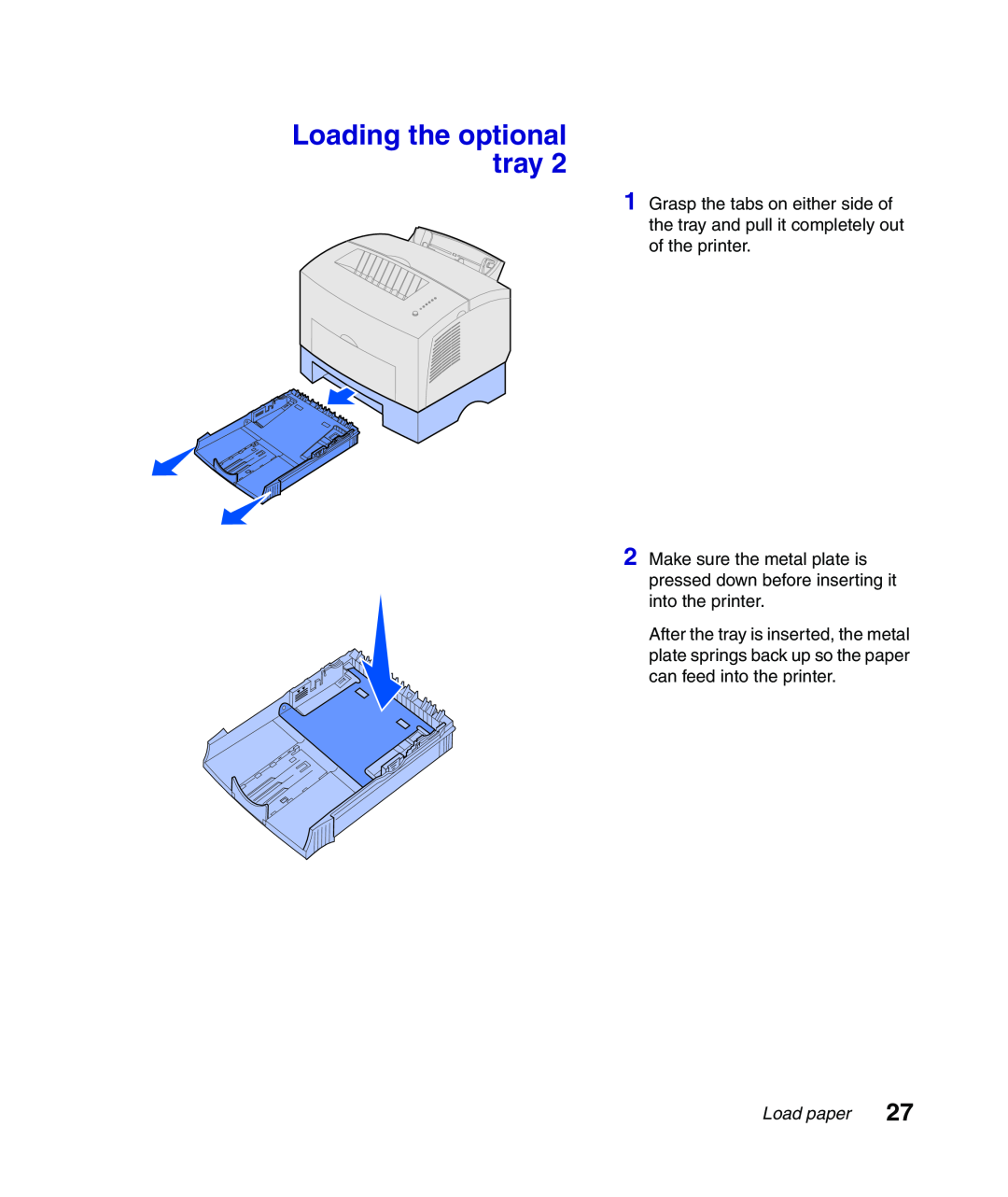 Lexmark Infoprint 1116 setup guide Loading the optional tray, Load paper 