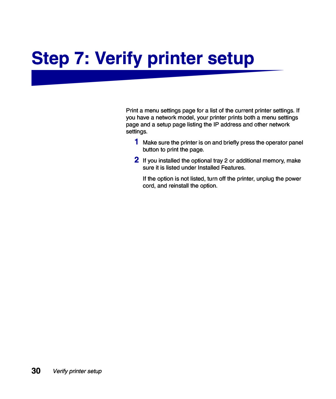Lexmark Infoprint 1116 setup guide Verify printer setup 