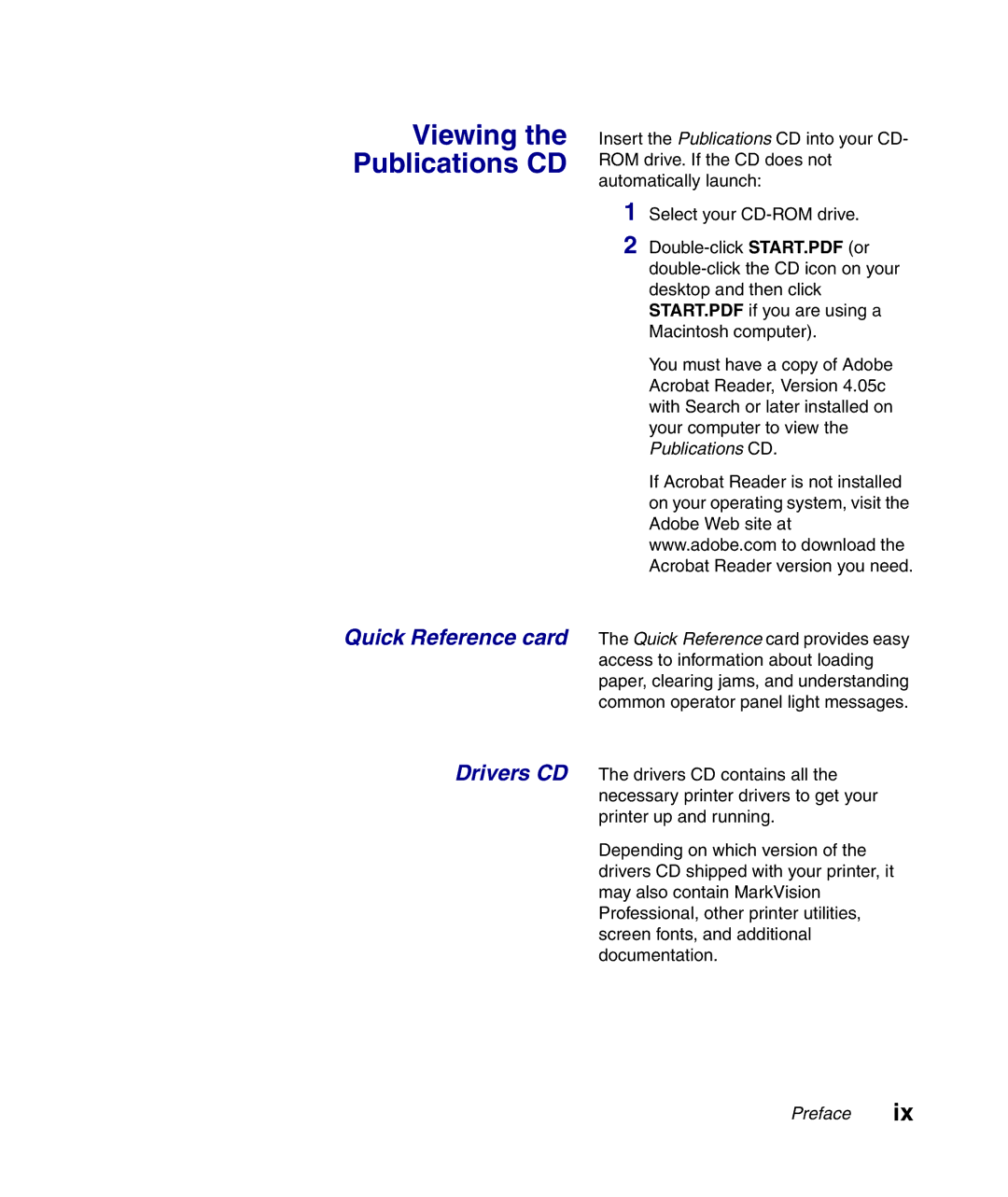 Lexmark Infoprint 1116 setup guide Viewing the Publications CD, Quick Reference card 