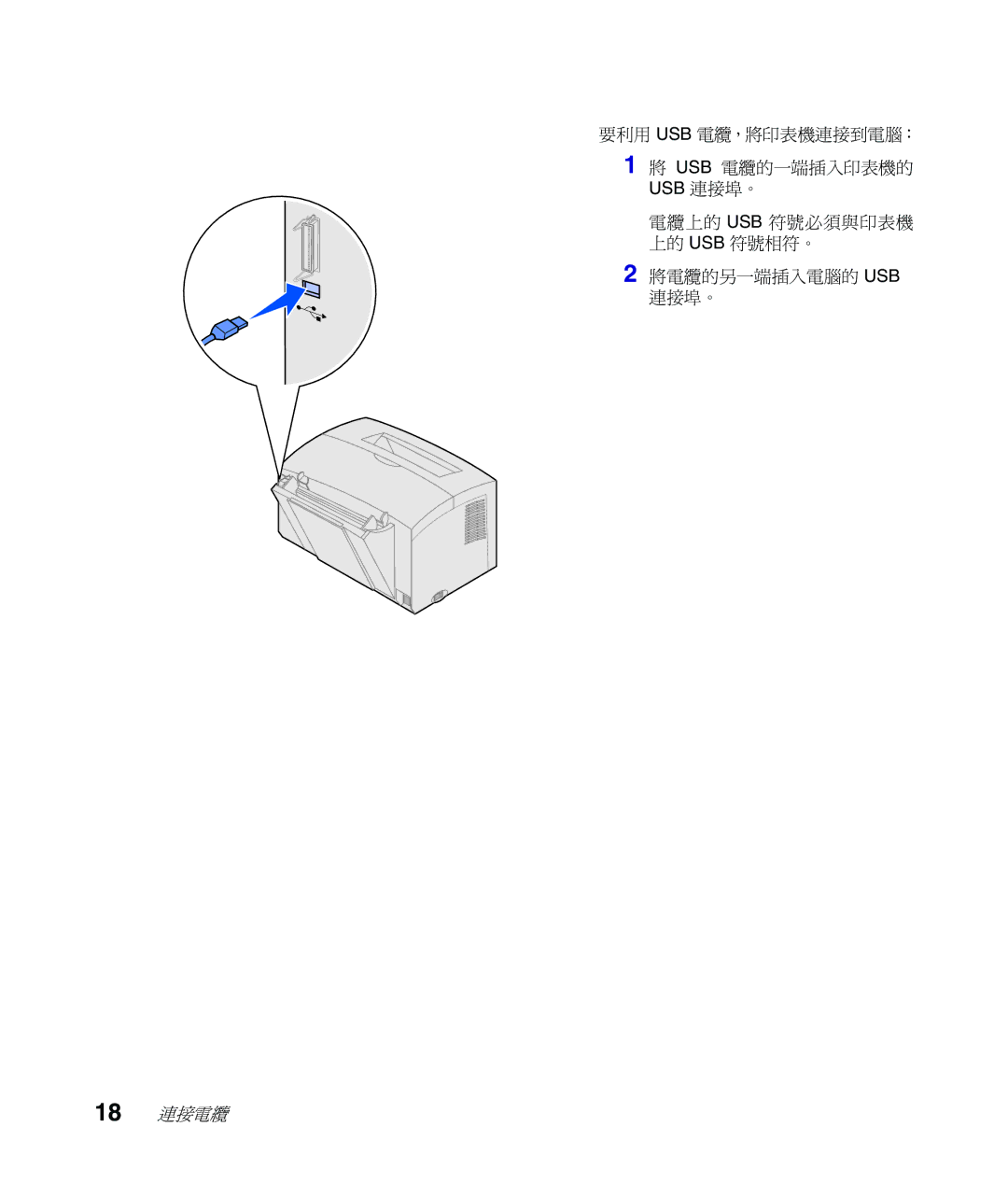 Lexmark Infoprint 1116 setup guide 18 連接電纜 