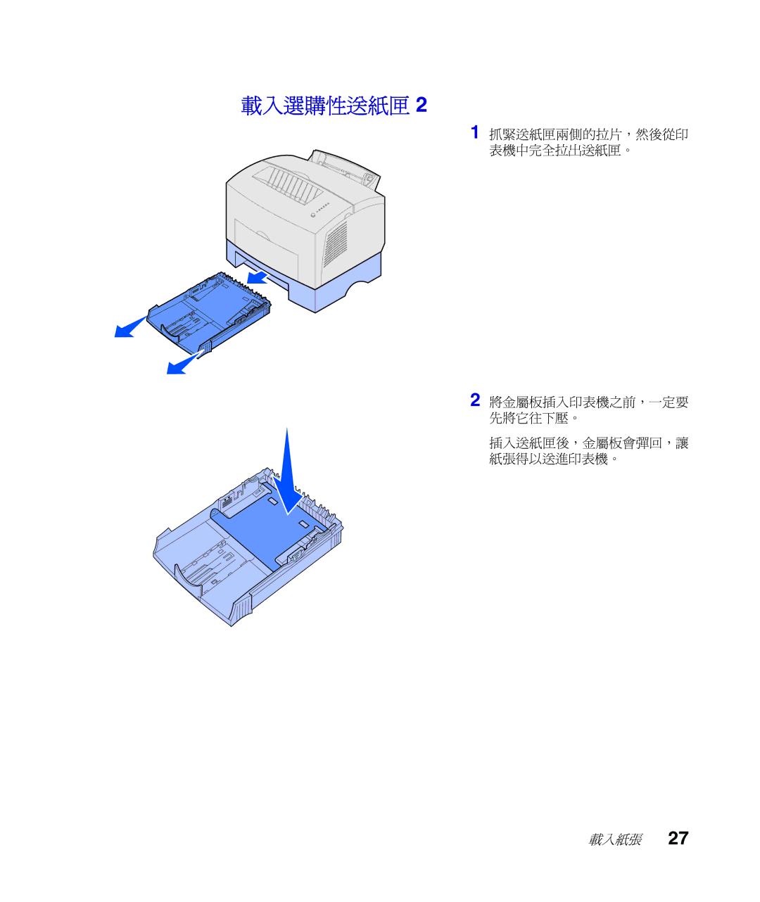 Lexmark Infoprint 1116 setup guide 載入選購性送紙匣 