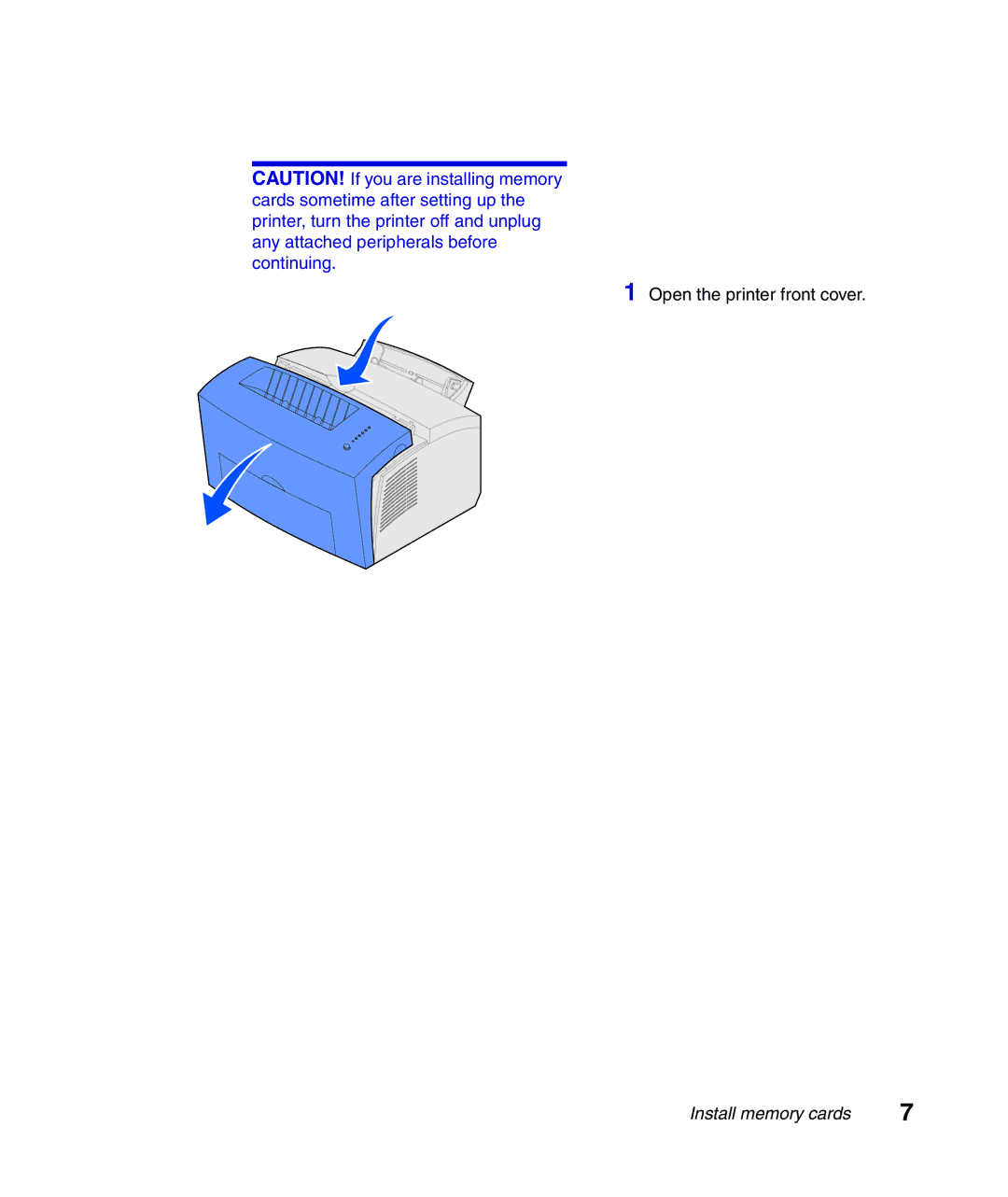 Lexmark Infoprint 1116 setup guide Open the printer front cover 