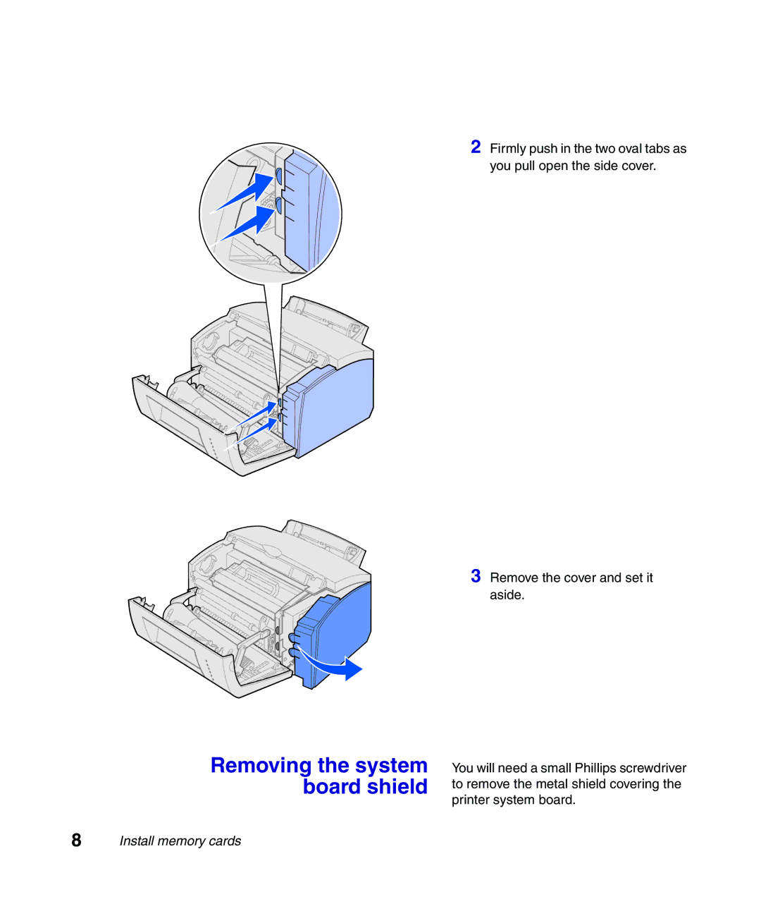 Lexmark Infoprint 1116 setup guide Removing the system board shield 