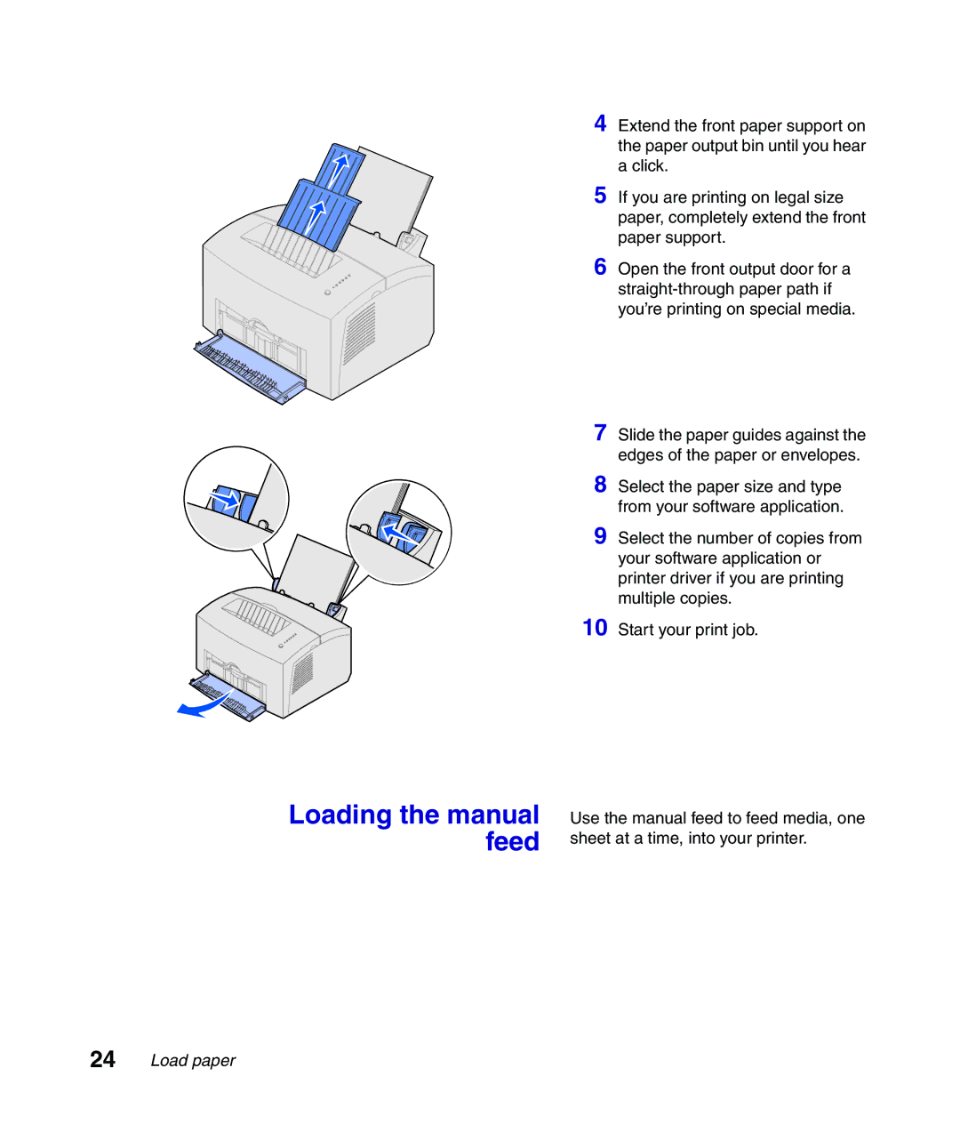 Lexmark Infoprint 1116 setup guide Loading the manual feed 