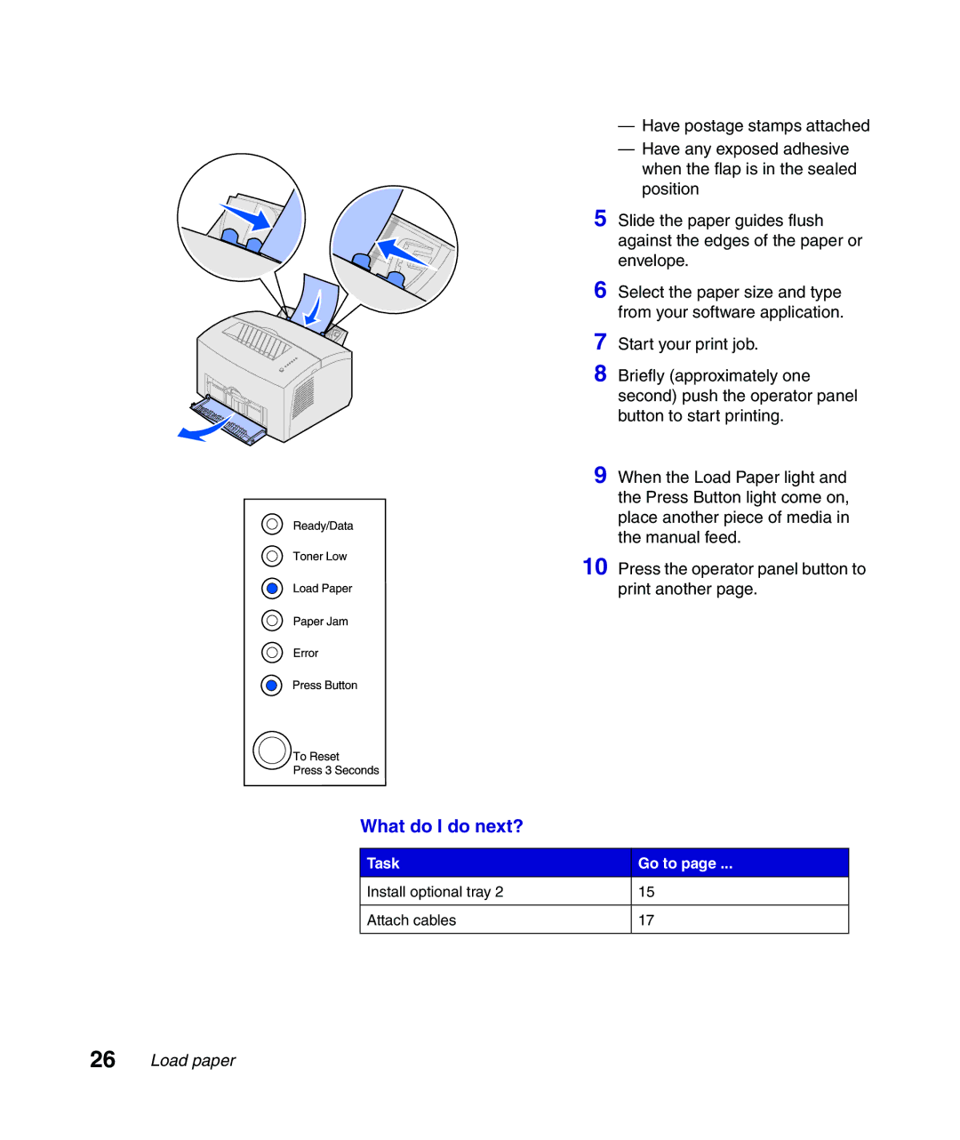 Lexmark Infoprint 1116 setup guide Install optional tray Attach cables 