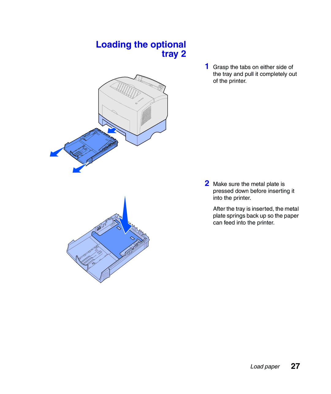 Lexmark Infoprint 1116 setup guide Loading the optional tray 