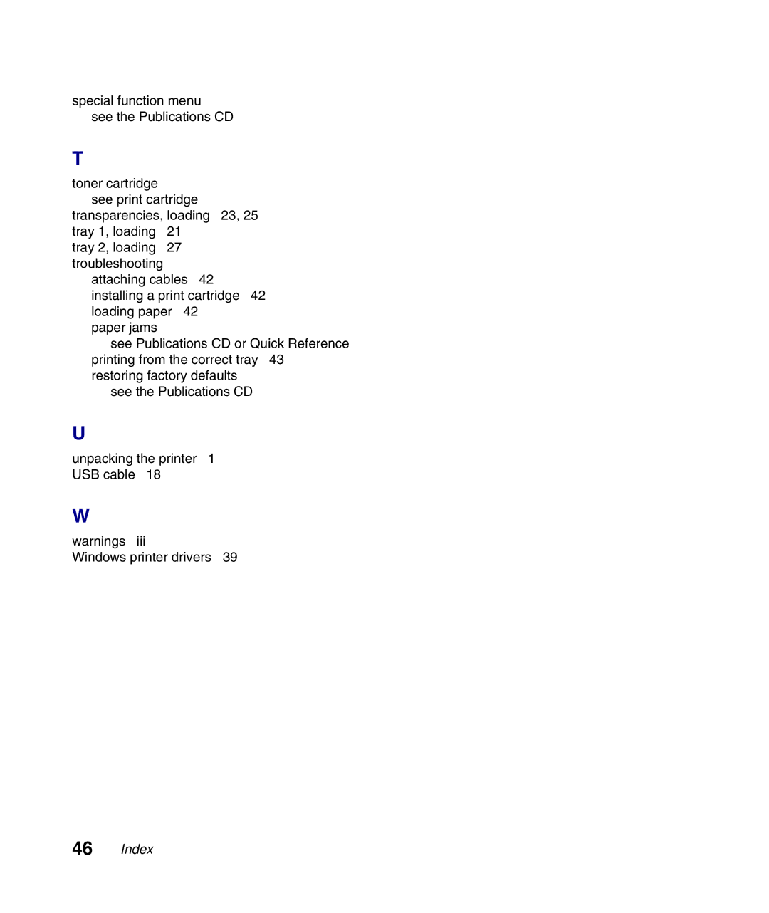 Lexmark Infoprint 1116 setup guide Index 