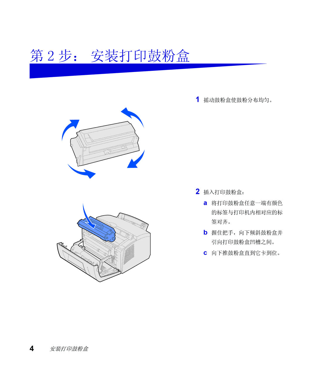 Lexmark Infoprint 1116 setup guide 步： 安装打印鼓粉盒 