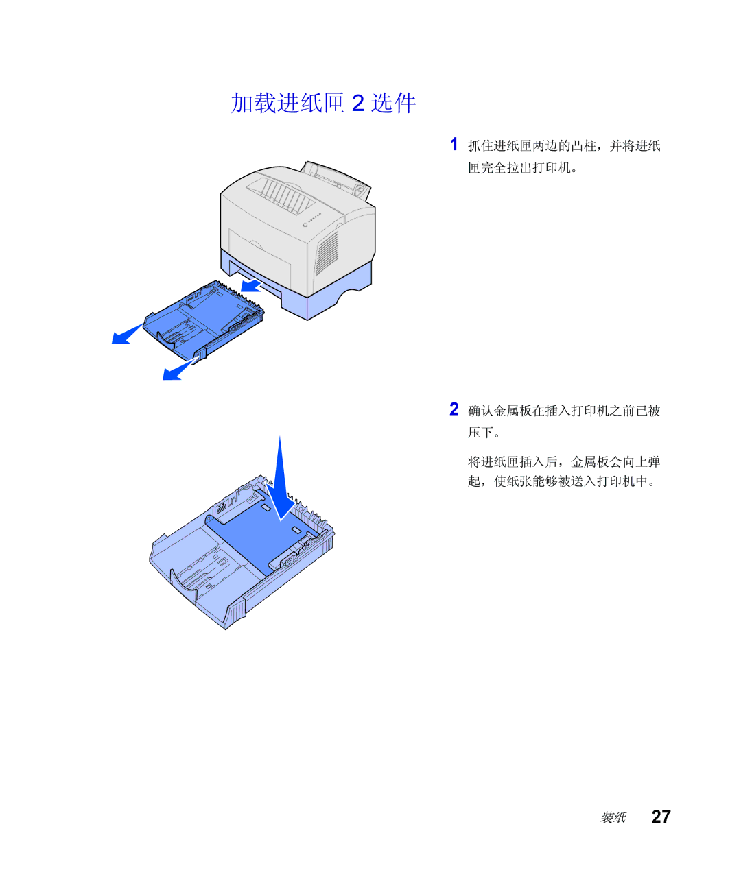 Lexmark Infoprint 1116 setup guide 加载进纸匣 2 选件 