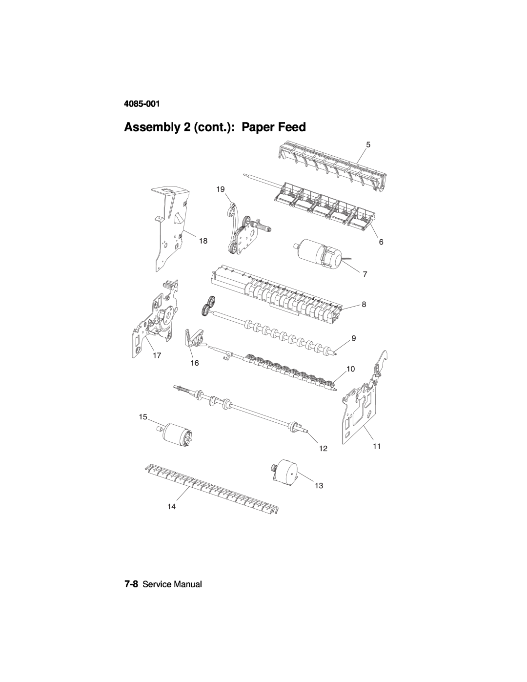 Lexmark J110, Printer manual Assembly 2 cont.: Paper Feed, 4085-001, Service Manual 