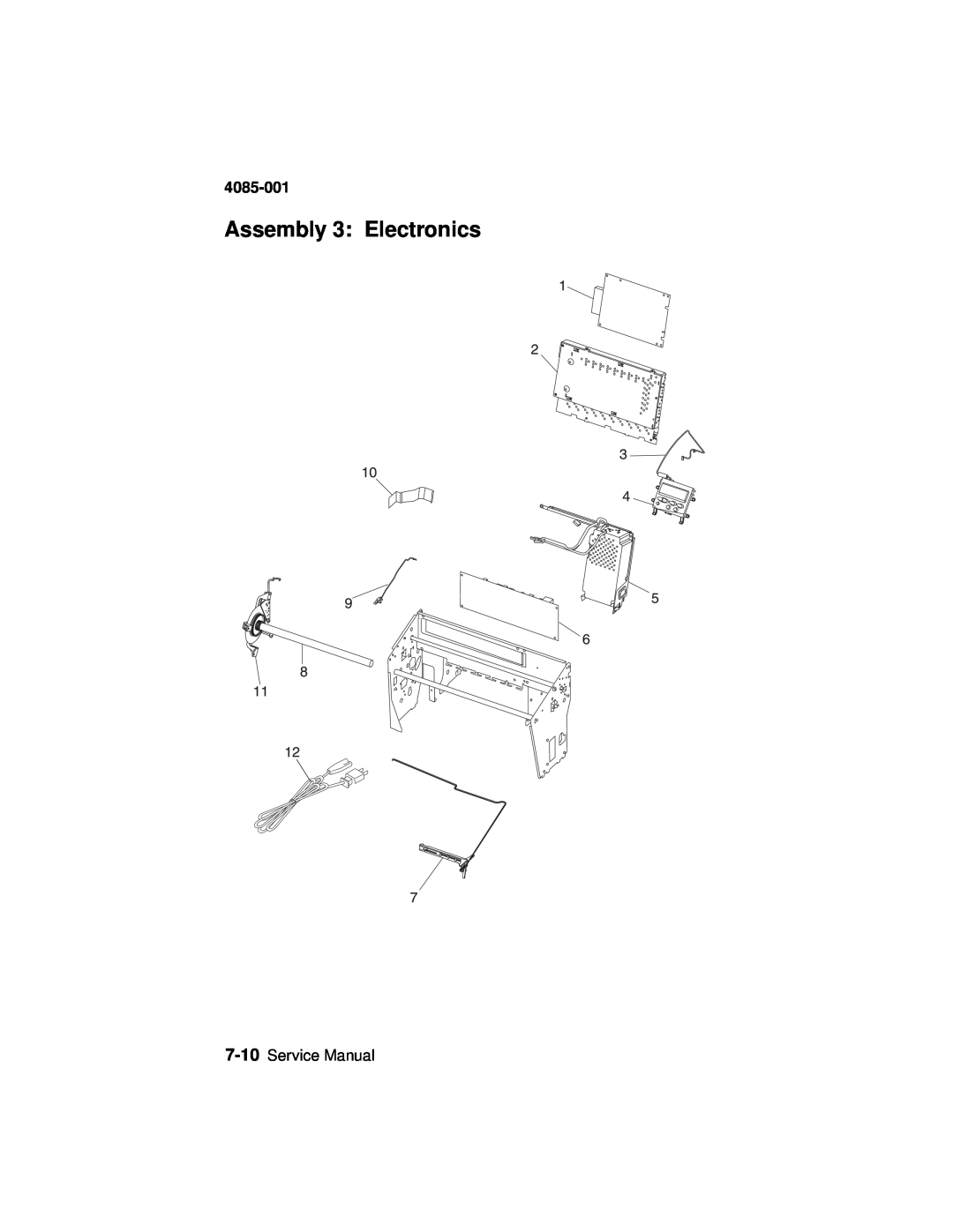 Lexmark J110, Printer manual Assembly 3: Electronics, 4085-001, Service Manual 