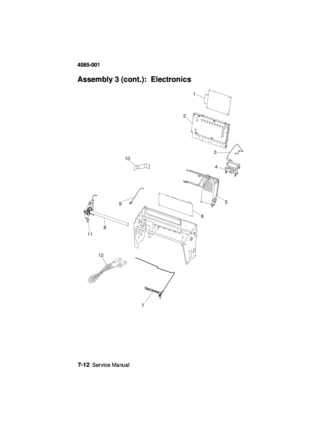 Lexmark J110, Printer manual Assembly 3 cont.: Electronics, 4085-001, Service Manual 