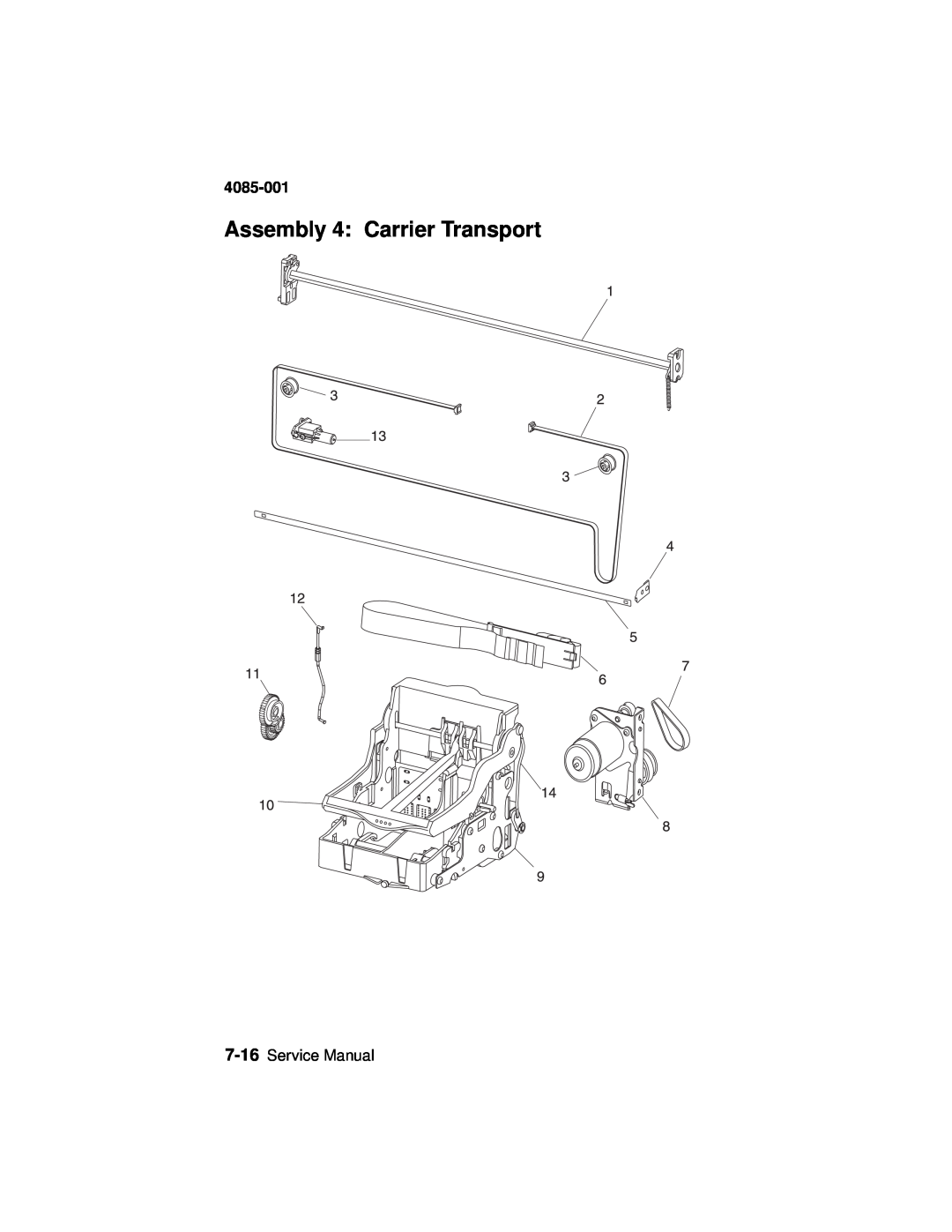 Lexmark J110, Printer manual Assembly 4: Carrier Transport, 4085-001, Service Manual 