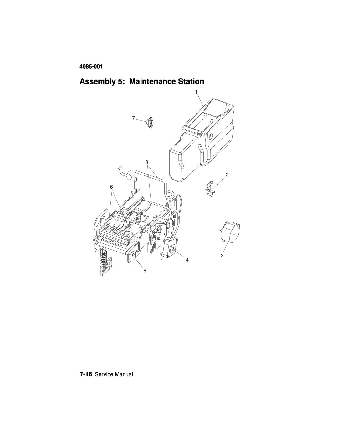 Lexmark J110, Printer manual Assembly 5: Maintenance Station, 4085-001, Service Manual 