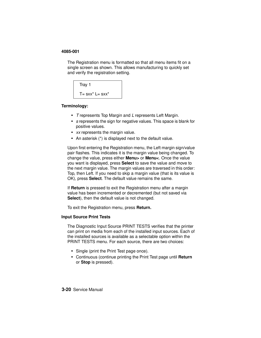 Lexmark J110, Printer manual Terminology, Input Source Print Tests 