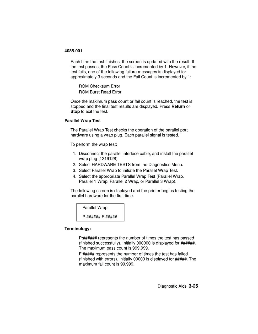 Lexmark Printer, J110 manual Parallel Wrap Test 