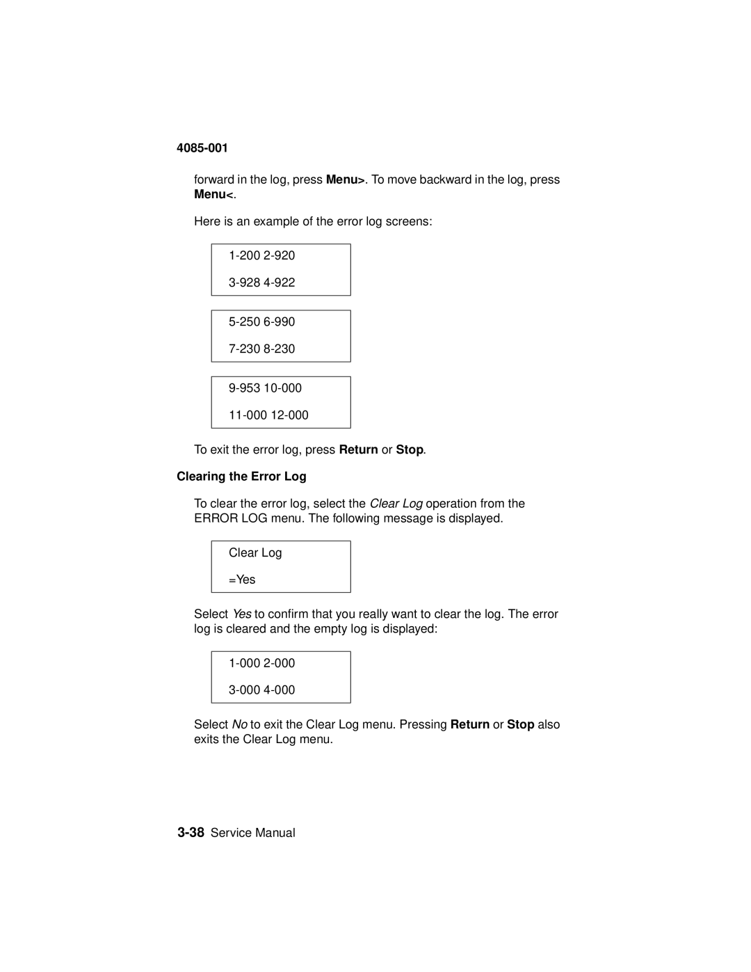 Lexmark J110, Printer manual Clearing the Error Log 