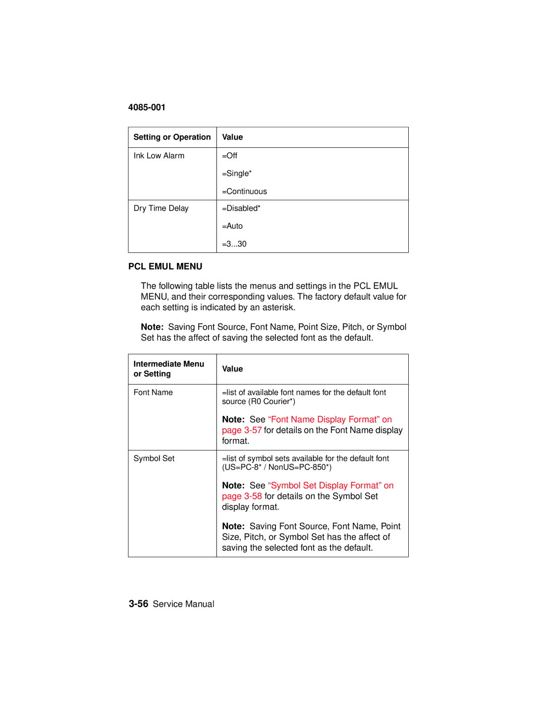 Lexmark J110, Printer manual PCL Emul Menu 