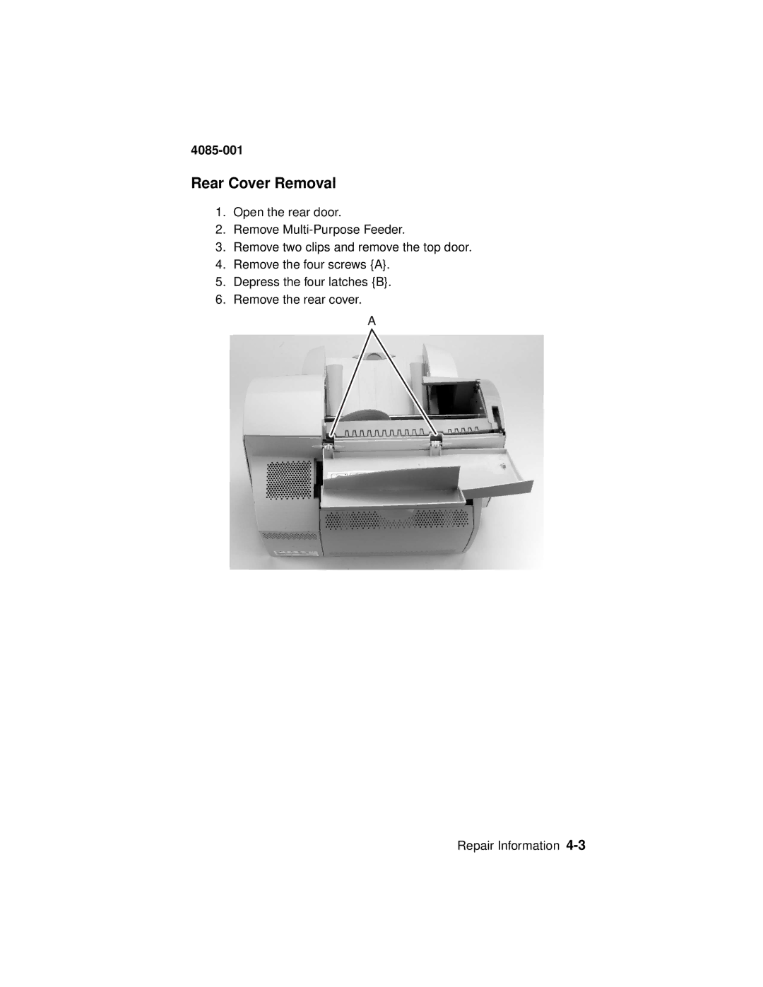 Lexmark Printer, J110 manual Rear Cover Removal 