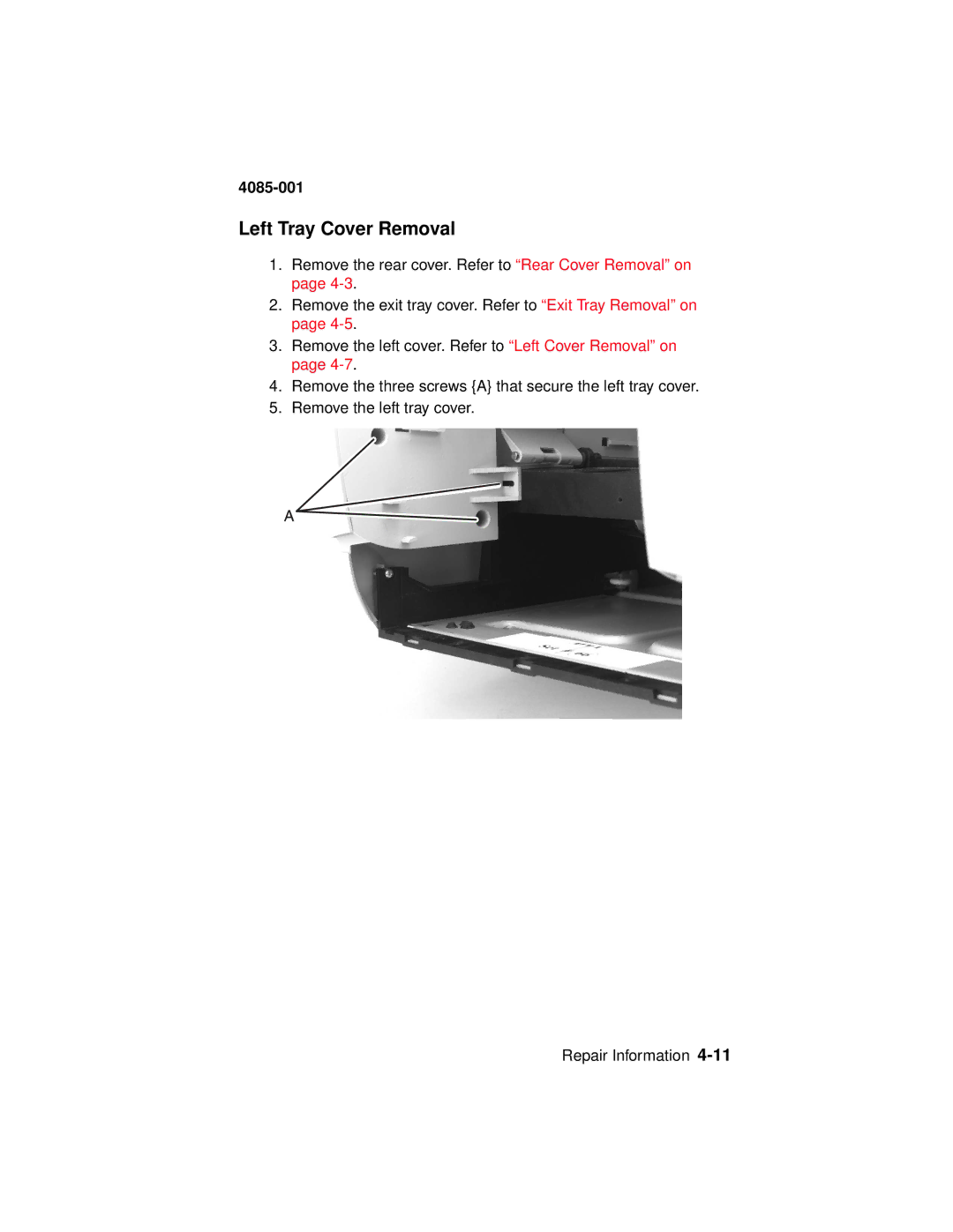 Lexmark Printer, J110 manual Left Tray Cover Removal 