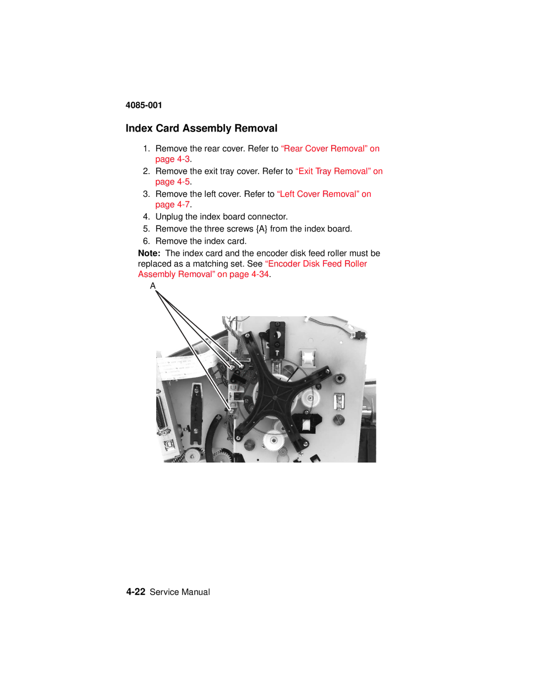 Lexmark J110, Printer manual Index Card Assembly Removal 