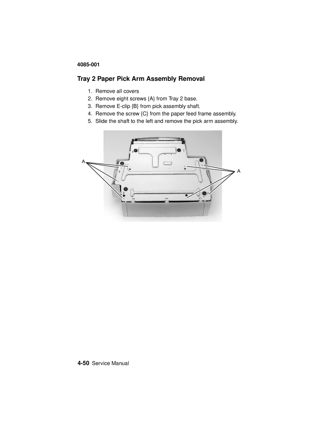 Lexmark J110, Printer manual Tray 2 Paper Pick Arm Assembly Removal 