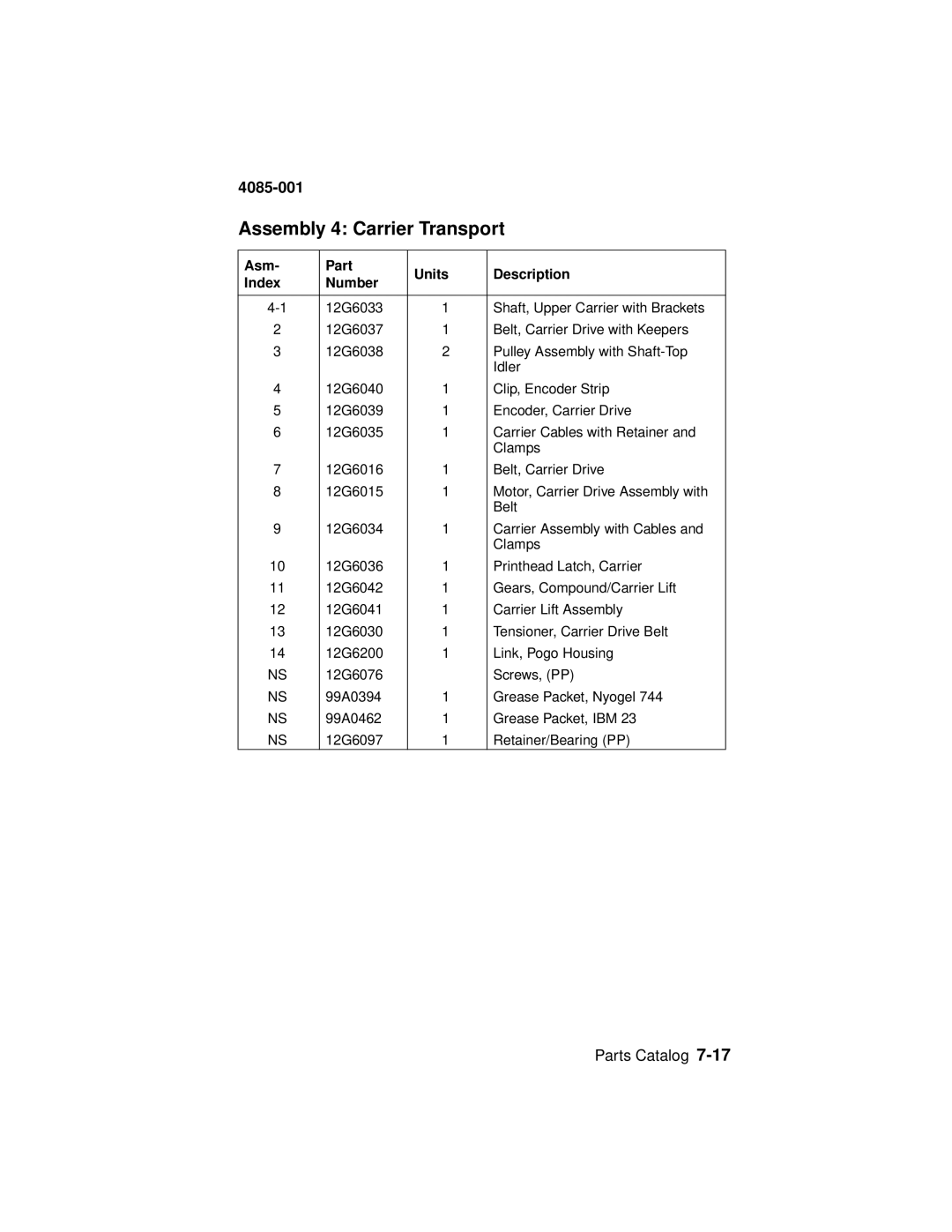 Lexmark Printer, J110 manual Assembly 4 Carrier Transport 