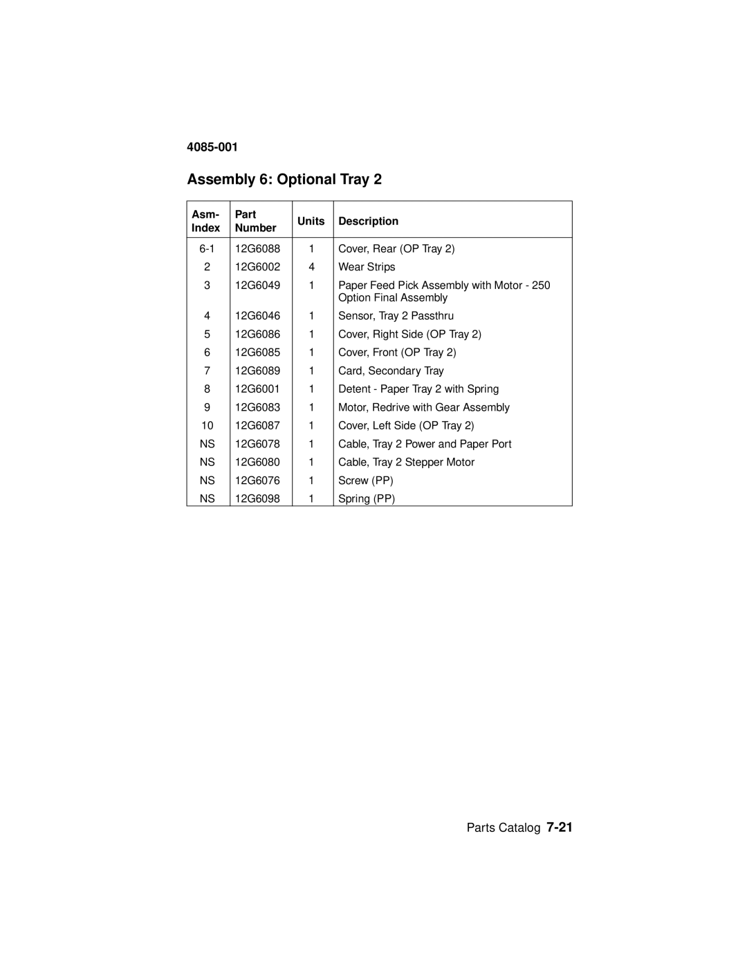 Lexmark Printer, J110 manual Assembly 6 Optional Tray 