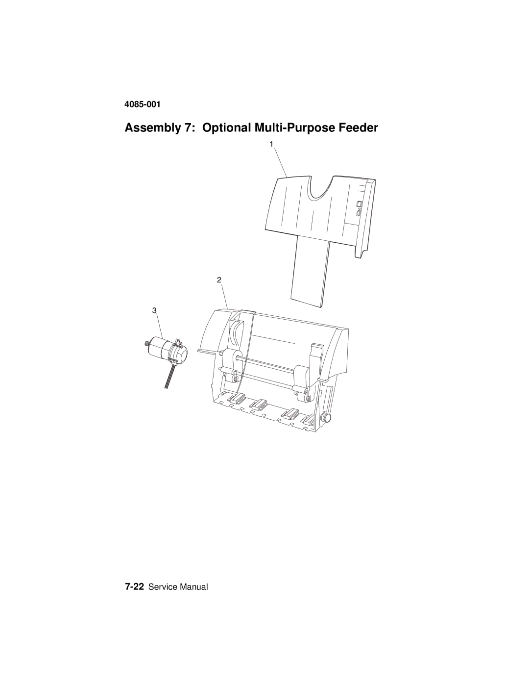 Lexmark J110, Printer manual Assembly 7 Optional Multi-Purpose Feeder 