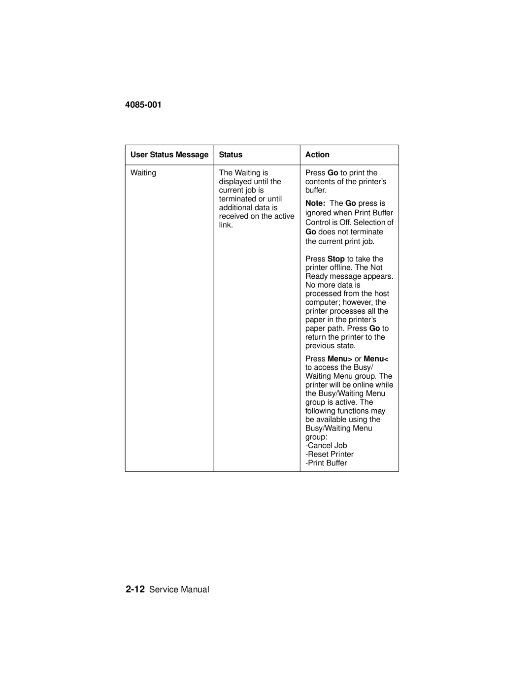 Lexmark J110, Printer manual To access the Busy 