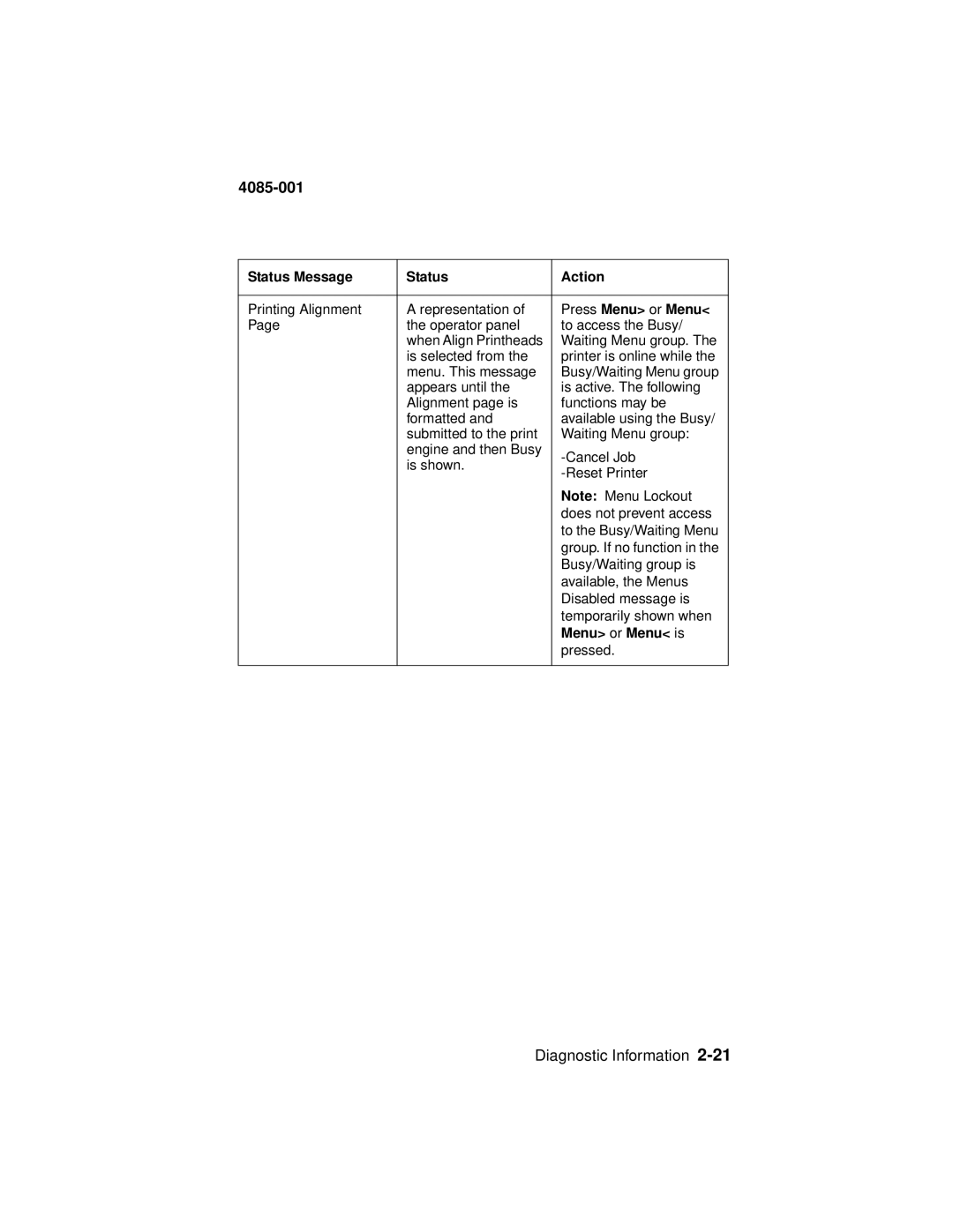 Lexmark Printer, J110 manual Printing Alignment Representation 