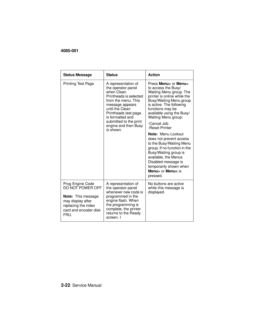 Lexmark J110, Printer manual Fru 