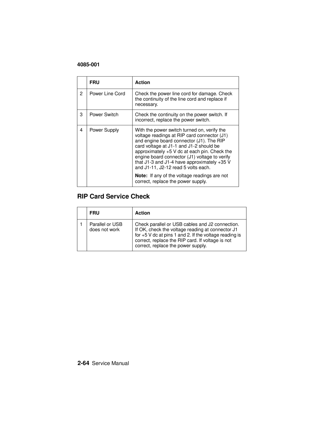 Lexmark J110, Printer manual RIP Card Service Check 