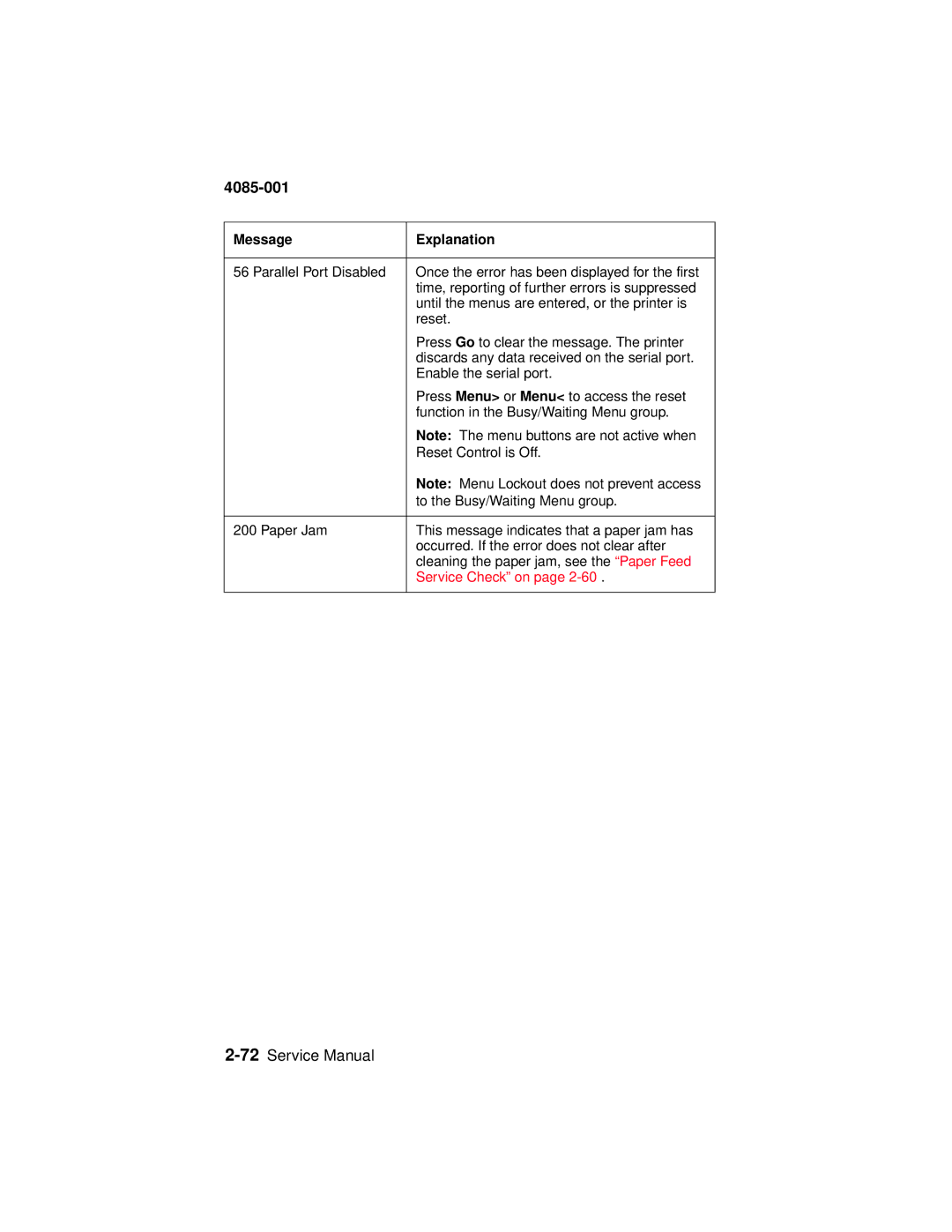 Lexmark J110, Printer manual Service Check on 