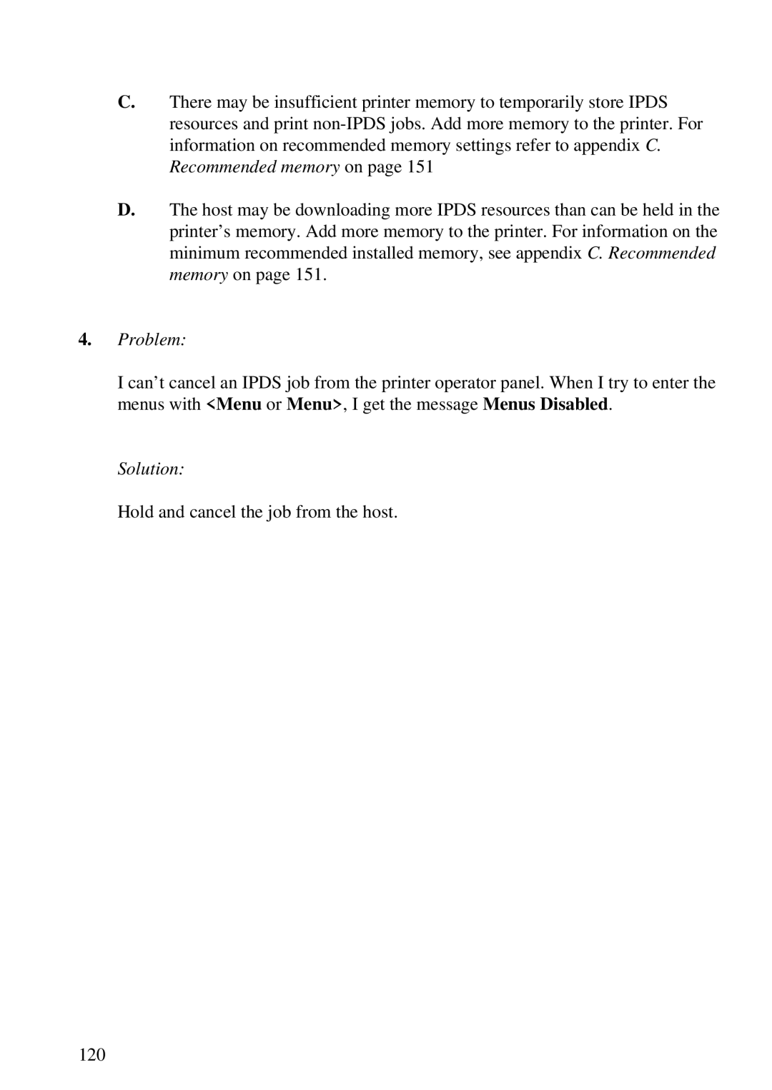 Lexmark K 1220, Se 3455 manual Hold and cancel the job from the host 120 