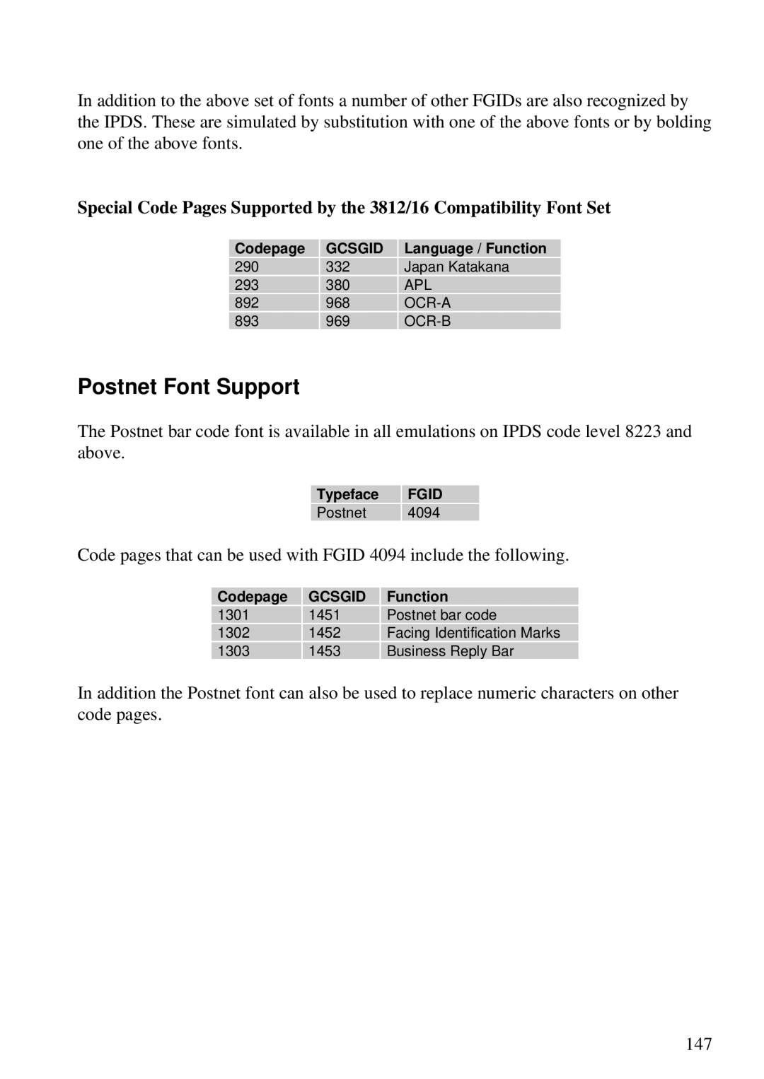 Lexmark Se 3455, K 1220 manual Postnet Font Support, Function 