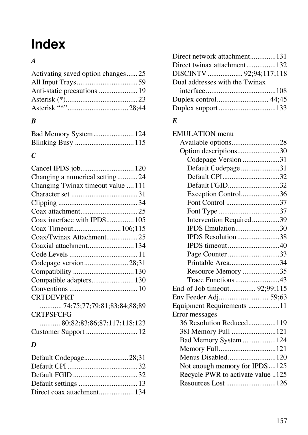 Lexmark Se 3455, K 1220 manual Index 