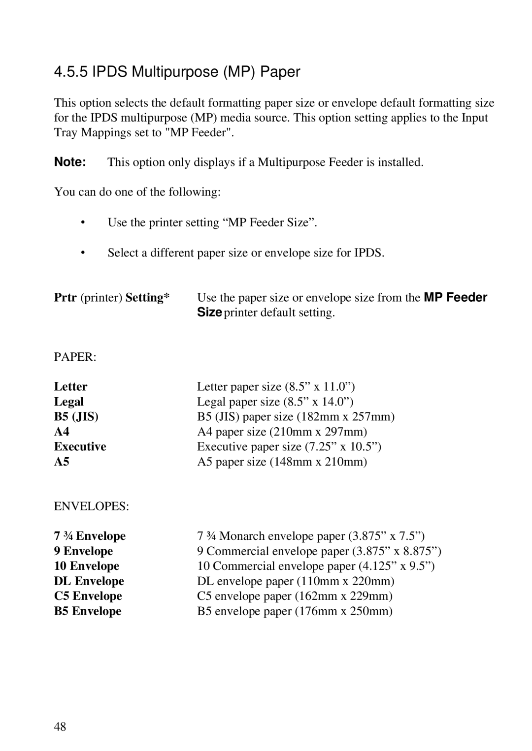 Lexmark K 1220, Se 3455 manual Ipds Multipurpose MP Paper 